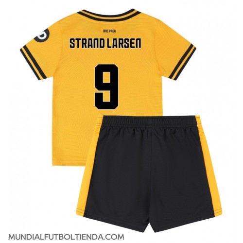 Camiseta Wolves Jorgen Strand Larsen #9 Primera Equipación Replica 2024-25 para niños mangas cortas (+ Pantalones cortos)
